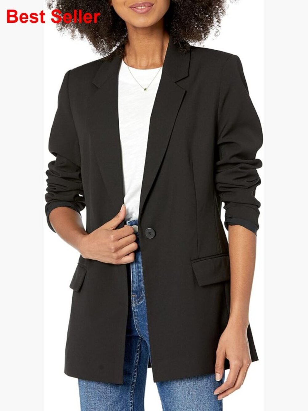 Long Blazer with Notched Collar, Power Suiting Jacket